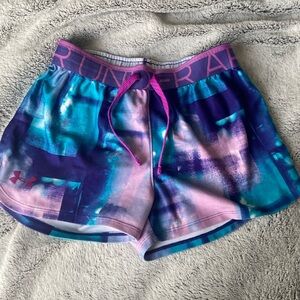 Purple and blue under armor athletic shorts